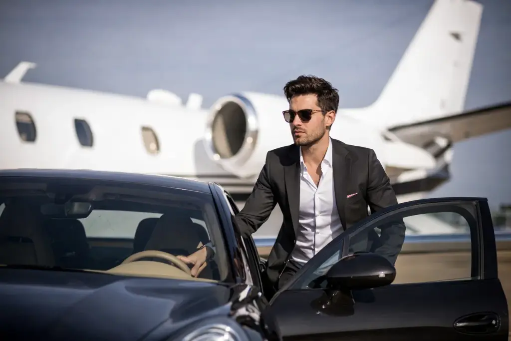 Seattle airport black car service pickup with luggage and chauffeur