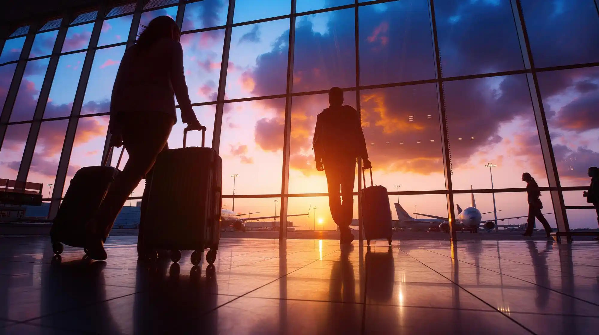 close-up of chauffeur checking flight details on smartphone beside luxury sedan, SeaTac terminal signs in background, travelers with rolling luggage, realistic airport lighting